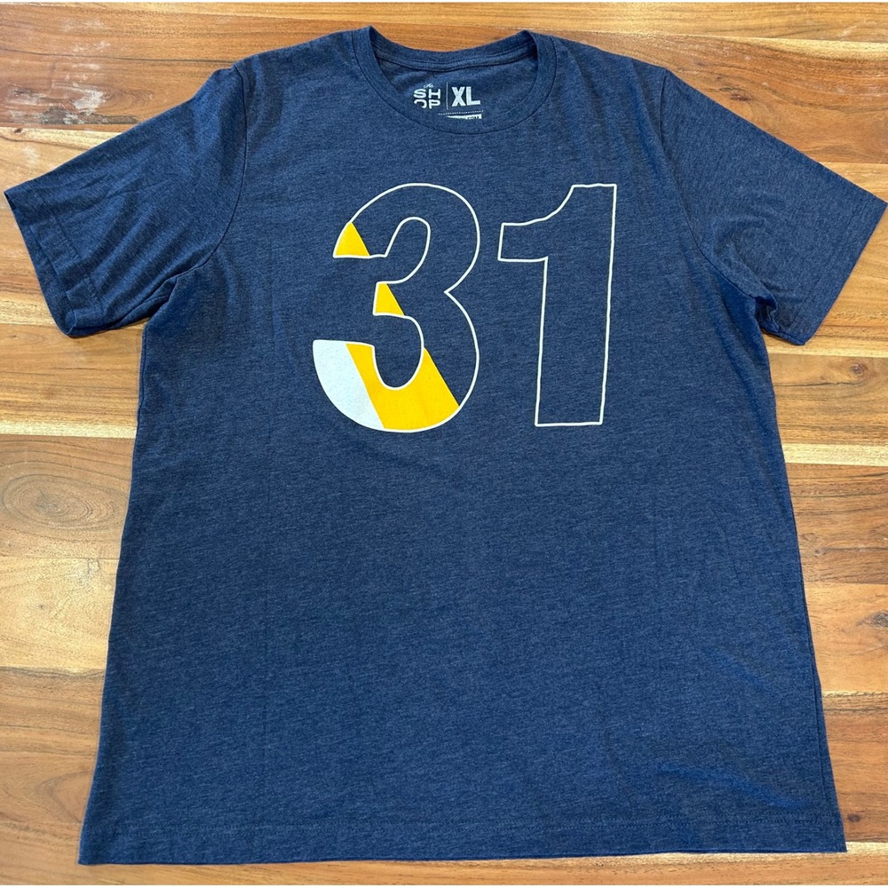 The Shop Indy Mens XL T-Shirt Navy Blue Heather Number 31 Graphic Short Sleeve